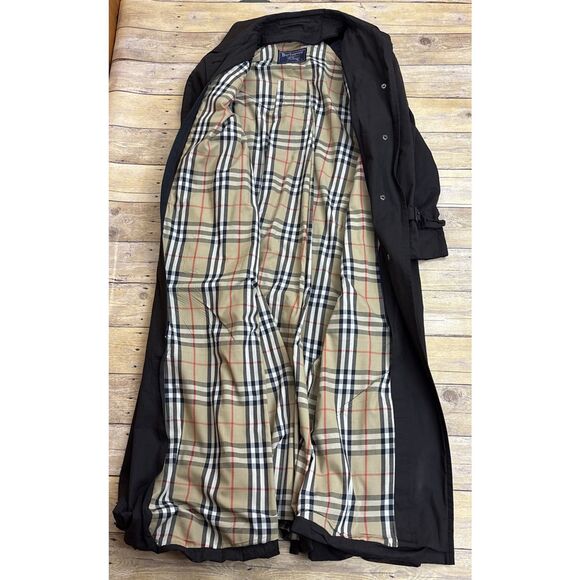 Burberry Womens Trench Coat Vintage Wool Dark Brown Size 14 X-Long - Picture 4 of 16